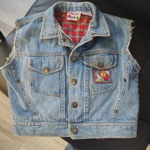 Confetti Kids Denim Vest with Plaid Lining 3T